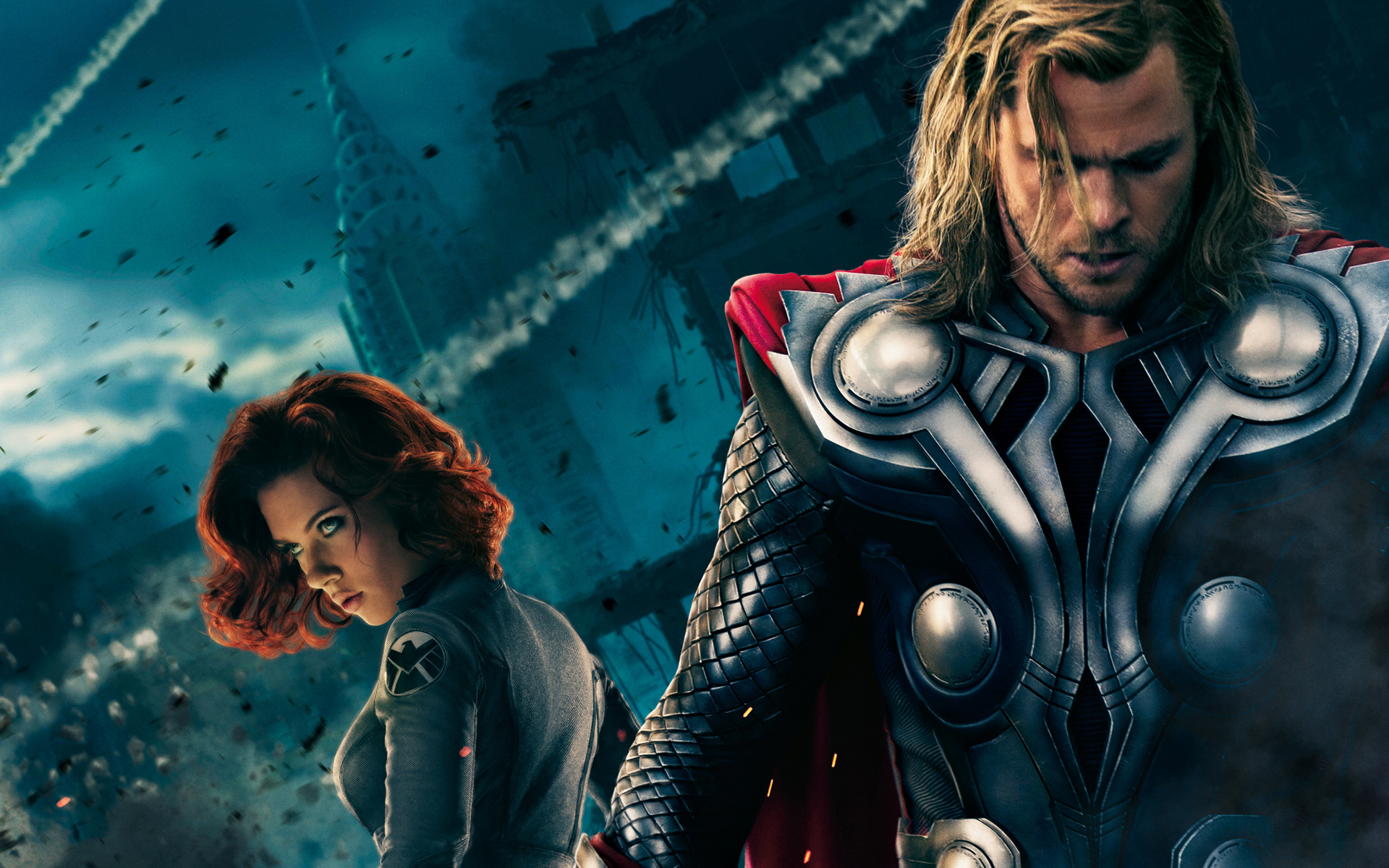 Thor and Black Widow in The Avengers wallpaper 1920x1200 - Thor