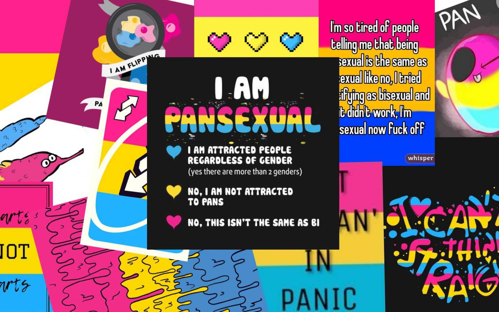 Pansexual wallpaper with different pansexual affirmations and a black background - Pansexual