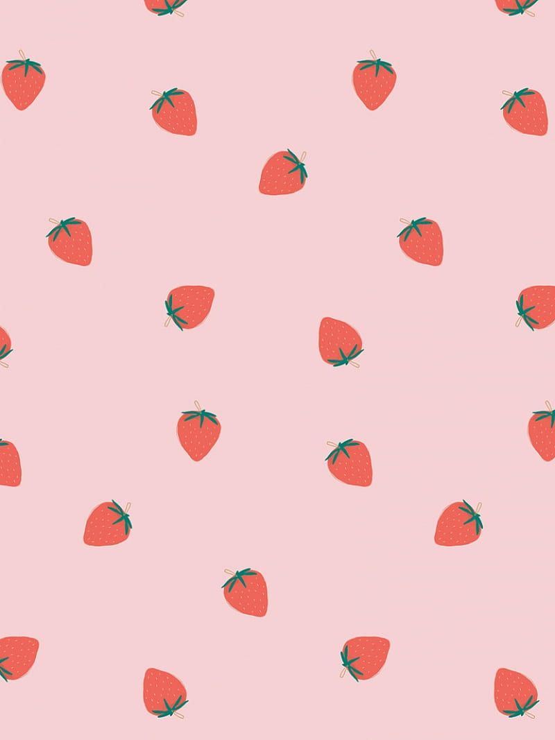 A pattern of strawberries on pink background - Danish