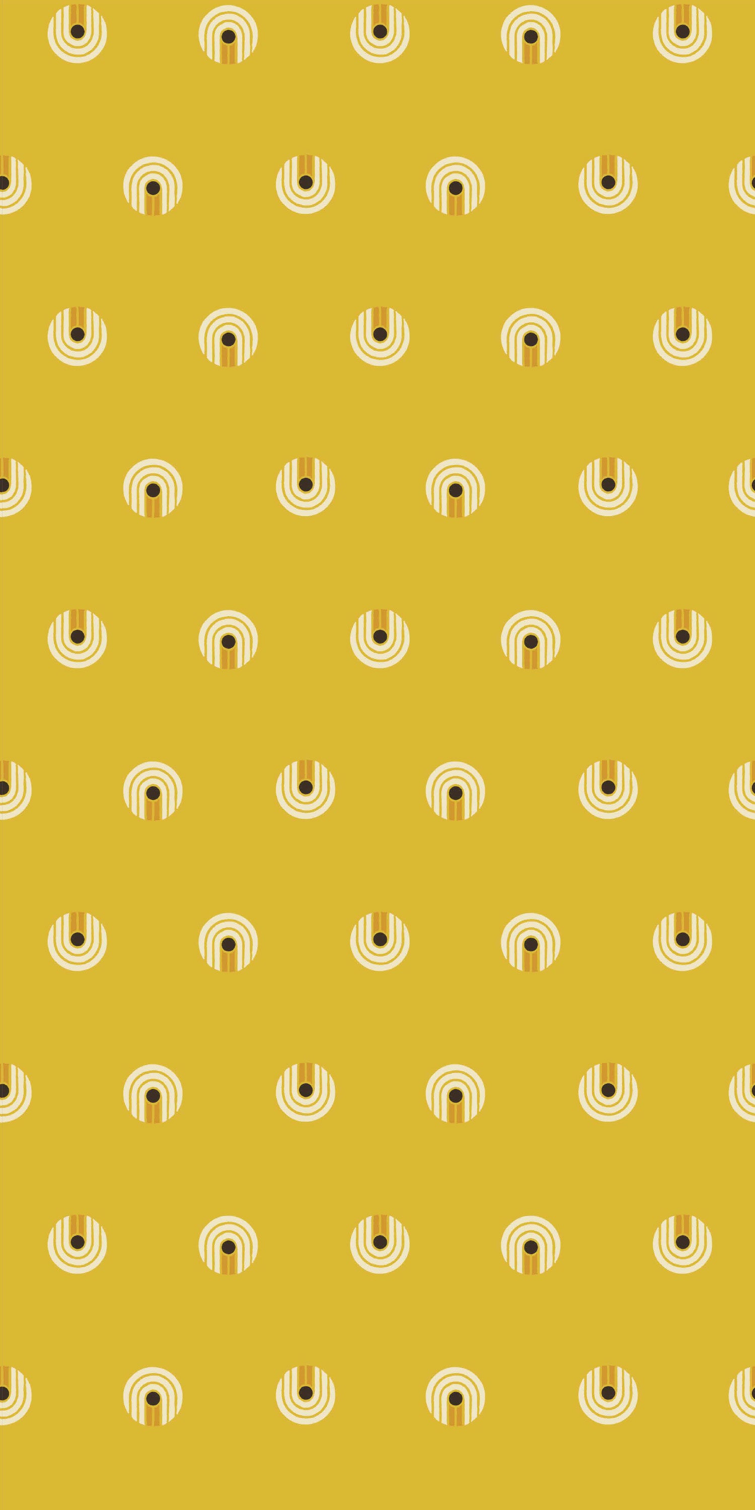 A pattern of yellow and brown shapes on a yellow background - Pastel yellow, yellow
