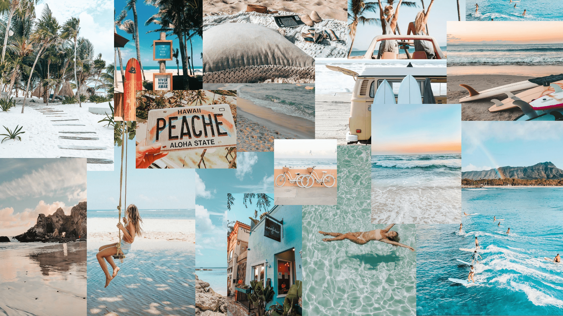 A collage of pictures showing people on the beach - Beach, Hawaii