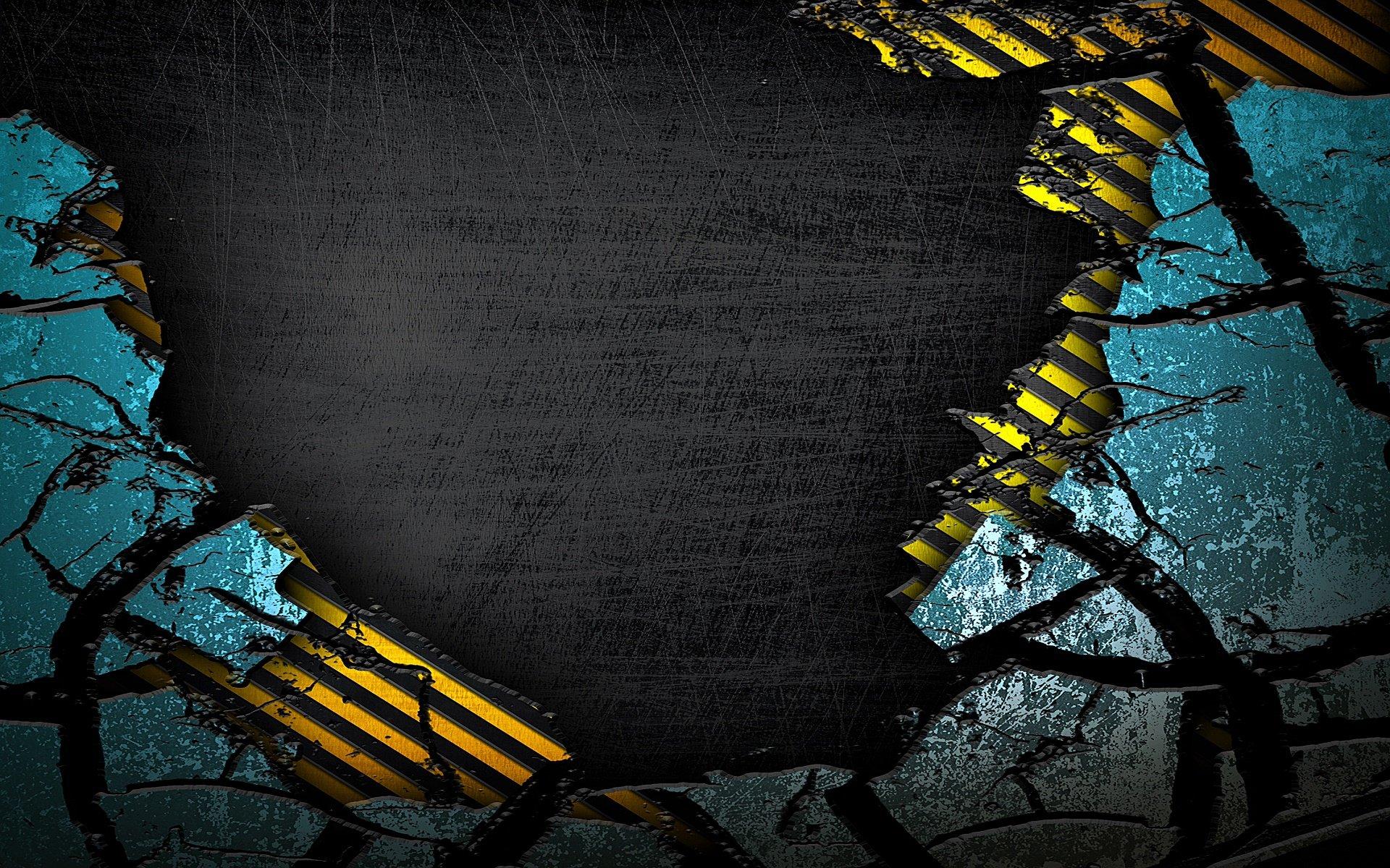 Black and yellow caution tape on a black and blue background - Grunge