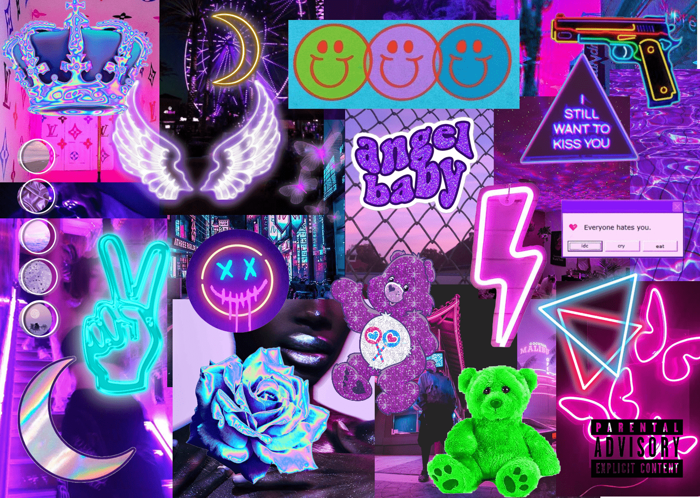 Aesthetic background with neon purple and blue colors - Neon