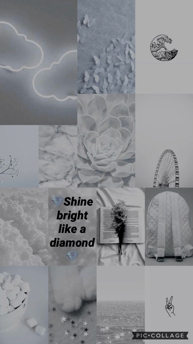 A collage of pictures with the words shine like diamond - White