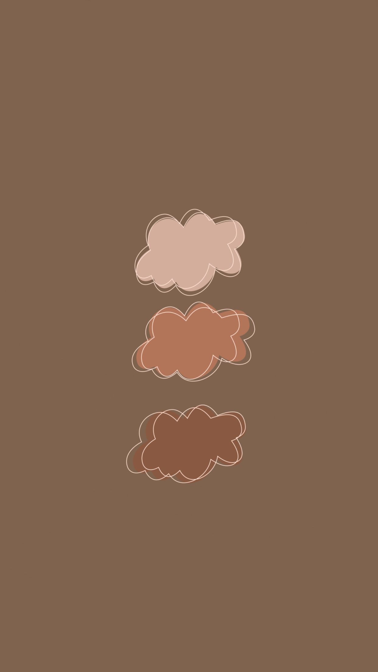 Aesthetic phone background of three clouds in different shades of brown - Brown