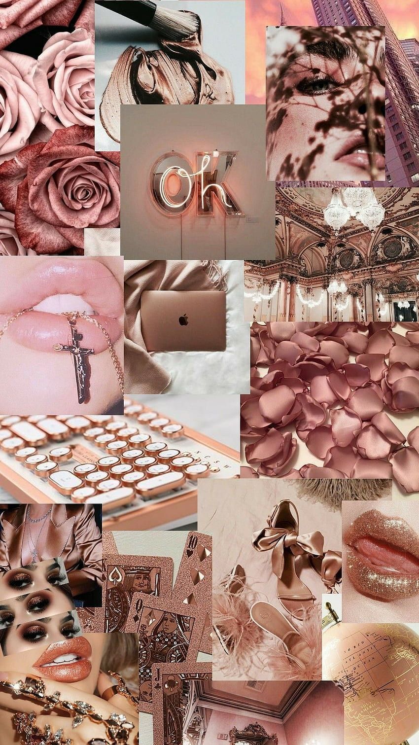 A collage of pictures with different colors - Rose gold, Gucci