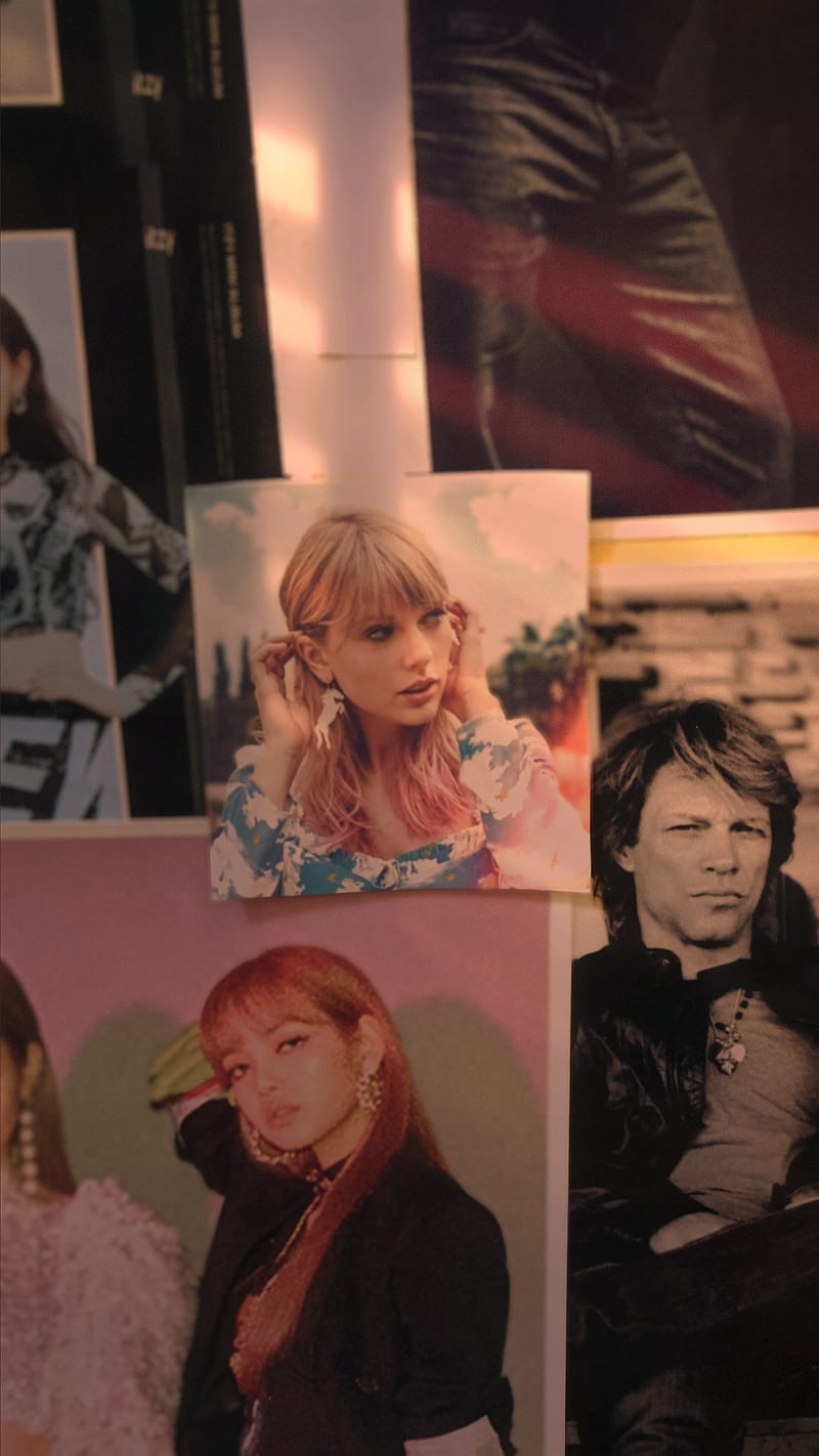 A bunch of pictures on the wall - Taylor Swift