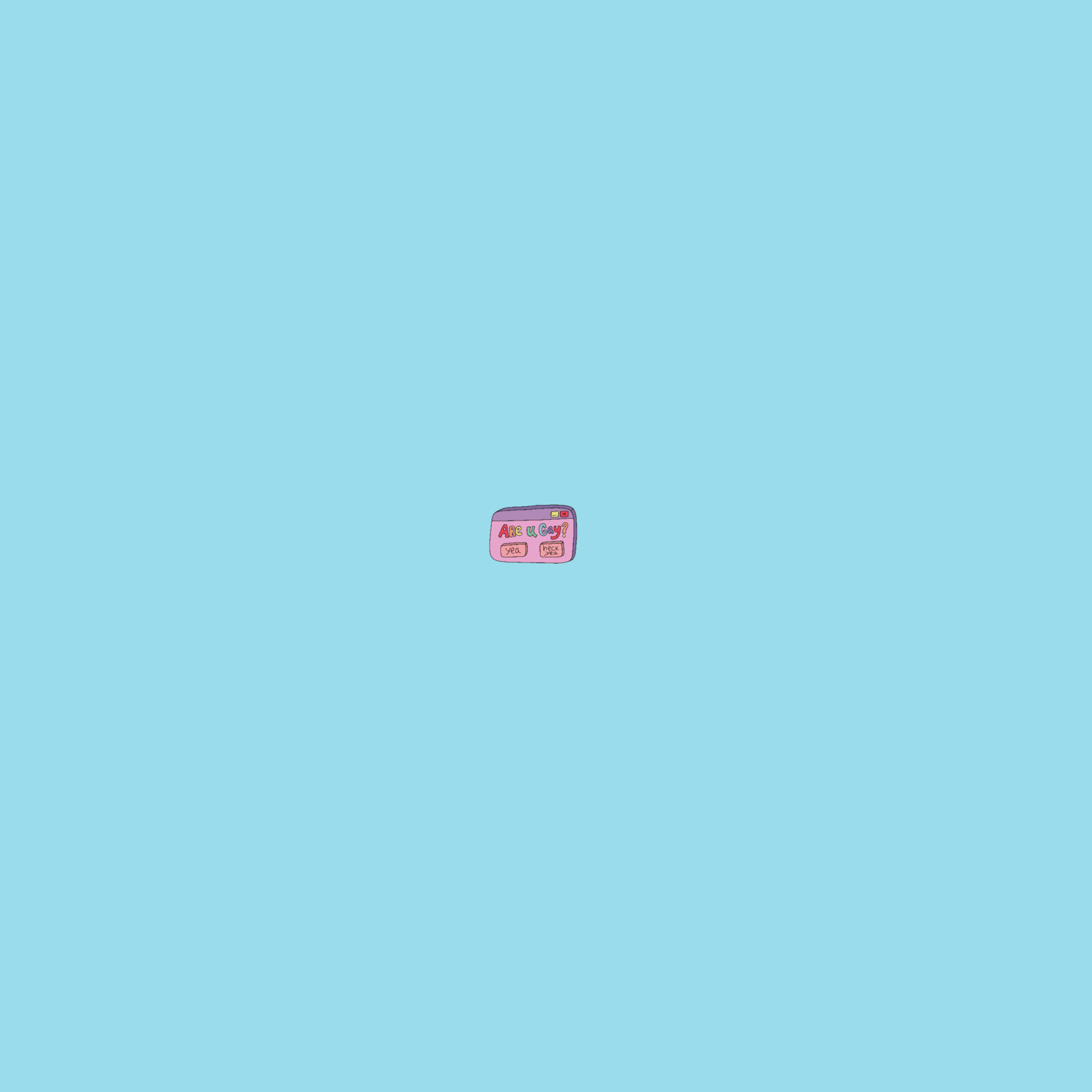 A small pink square on a light blue background - Gay