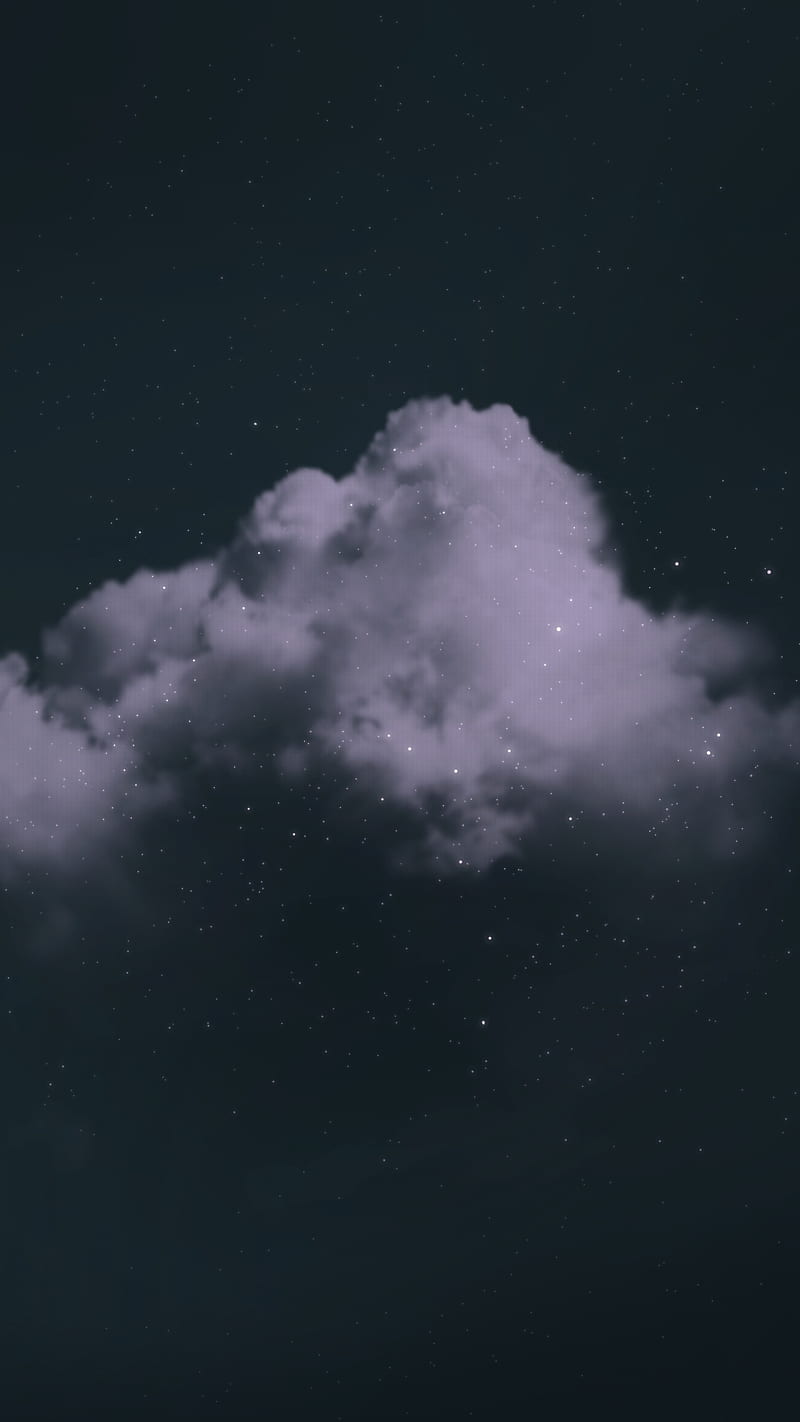 A white cloud in the middle of a starry night - Night