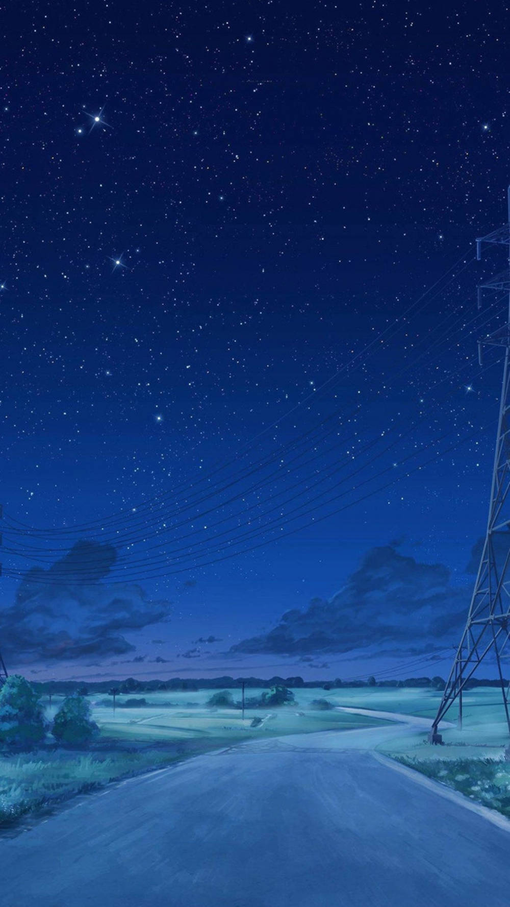Download Blue Anime Starry Night Aesthetic Wallpaper