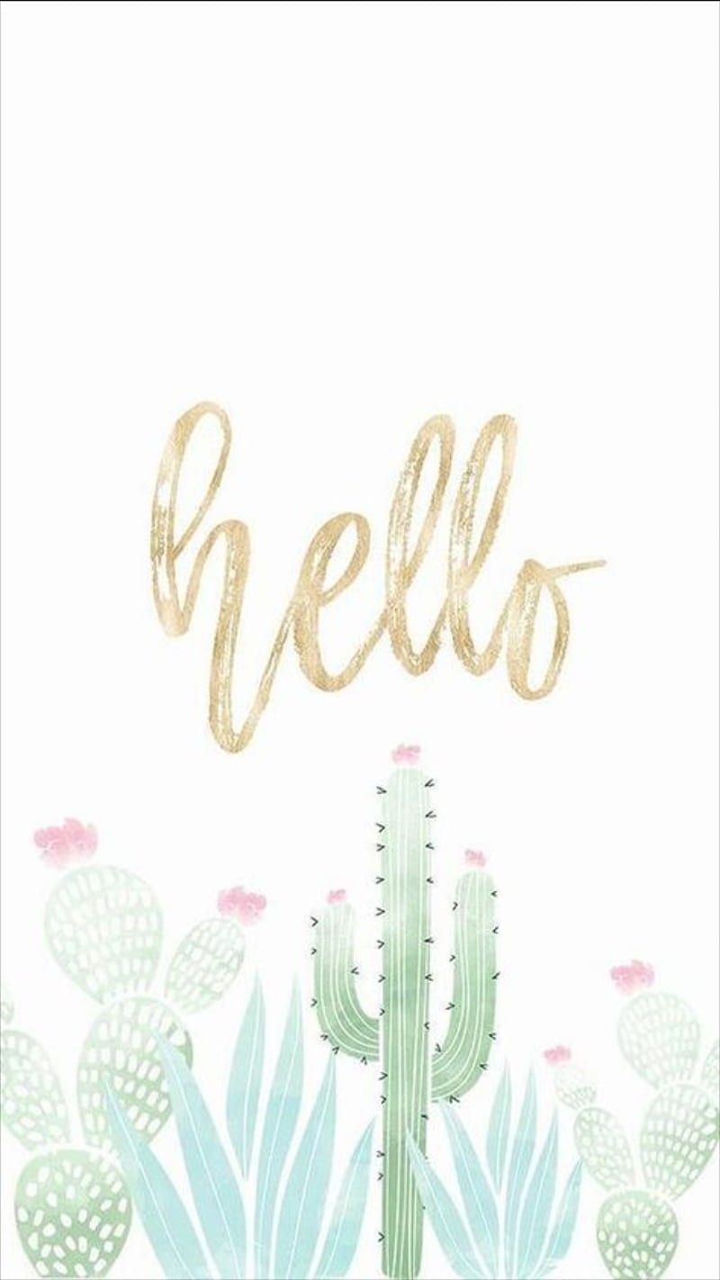 A cactus and hello sign in watercolor - Cactus