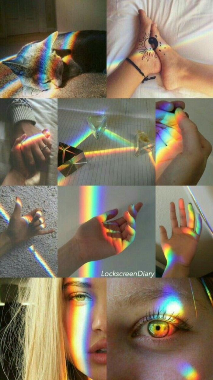 A collage of pictures with rainbow colors - Colorful, rainbows