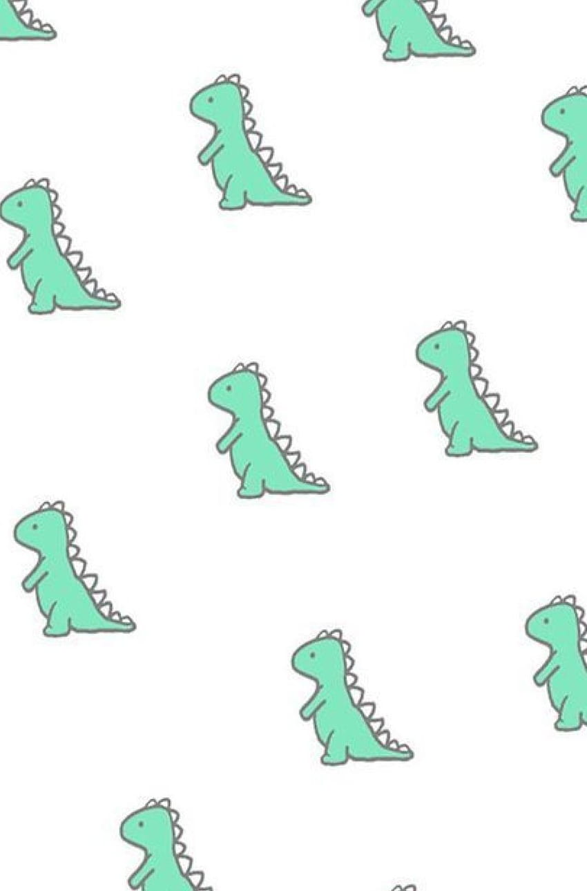 A pattern of green dinosaurs on white background - Dinosaur