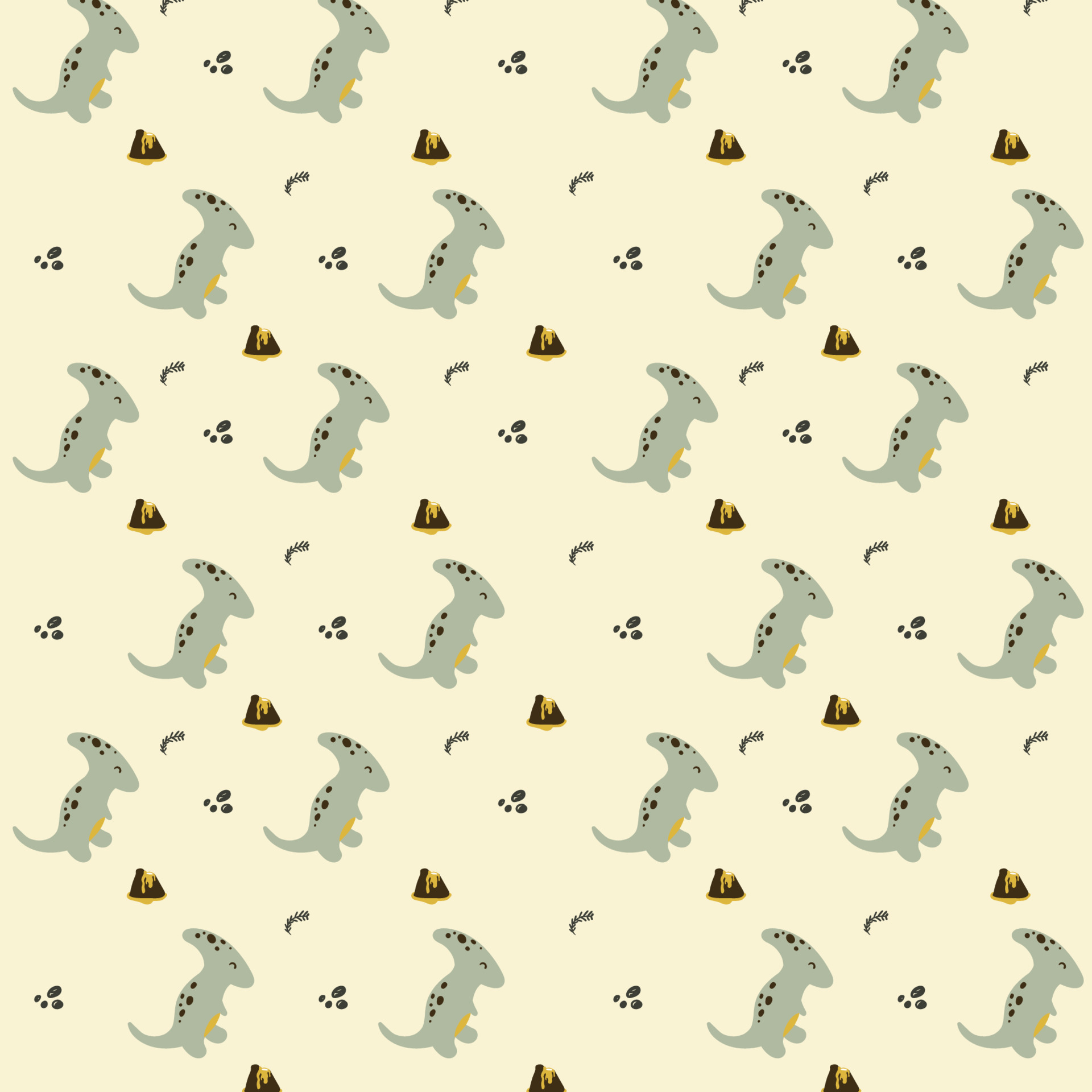 A pattern of cartoon dinosaurs and footprints - Dinosaur