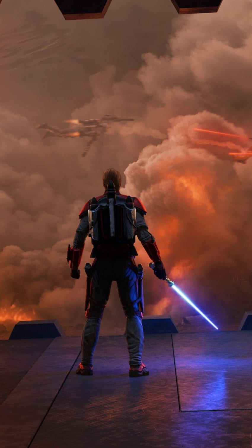A man standing in front of some clouds - Star Wars