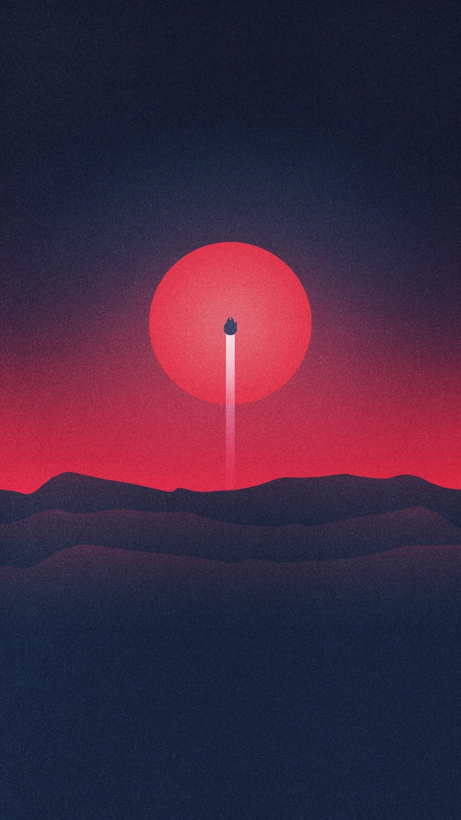 A red sun setting over the desert - Star Wars