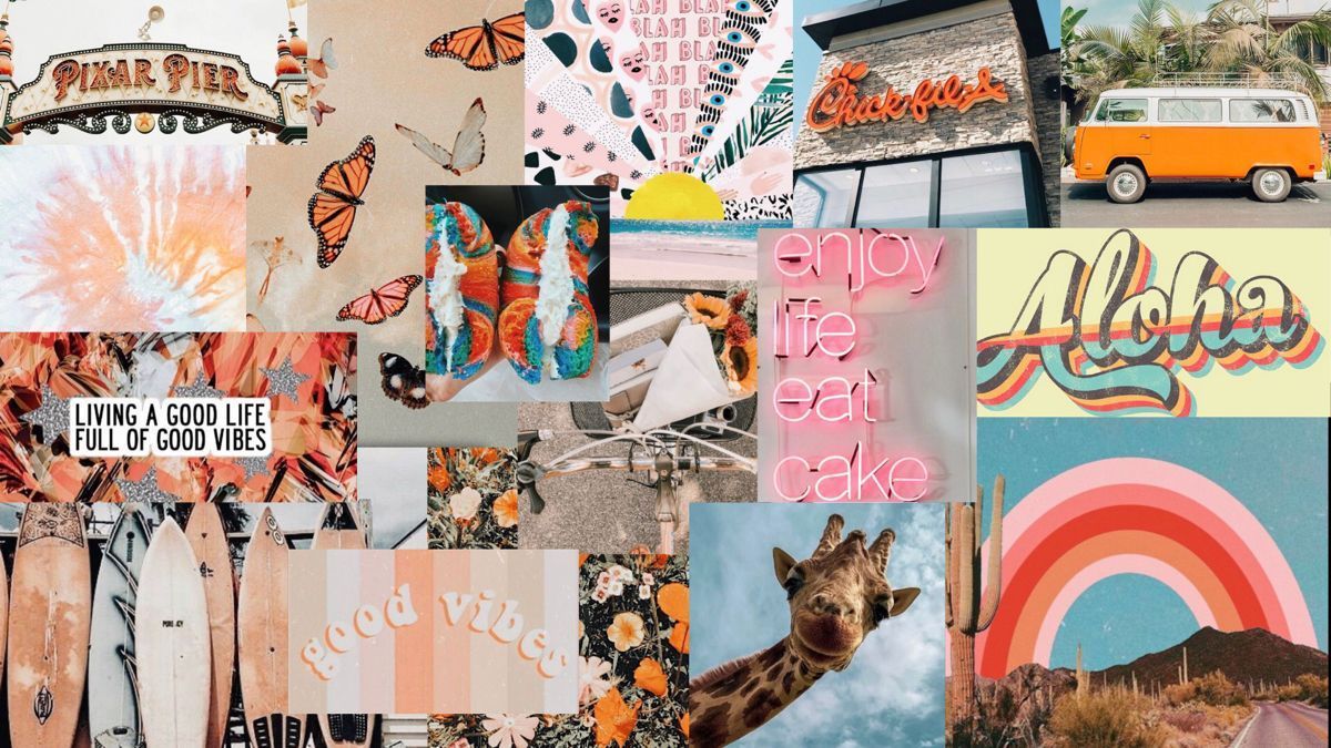 A collage of pictures with the words aloha and other phrases - VSCO
