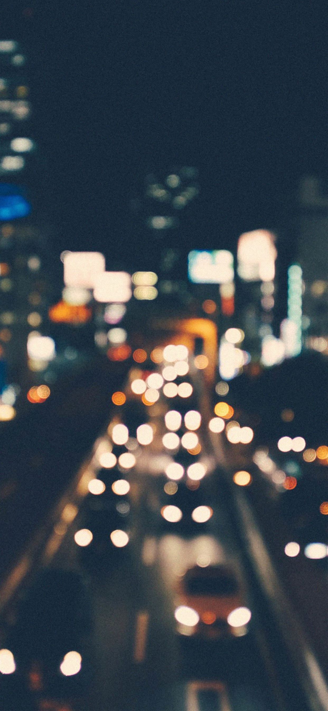 City bokeh night street iPhone X Wallpaper Free Download