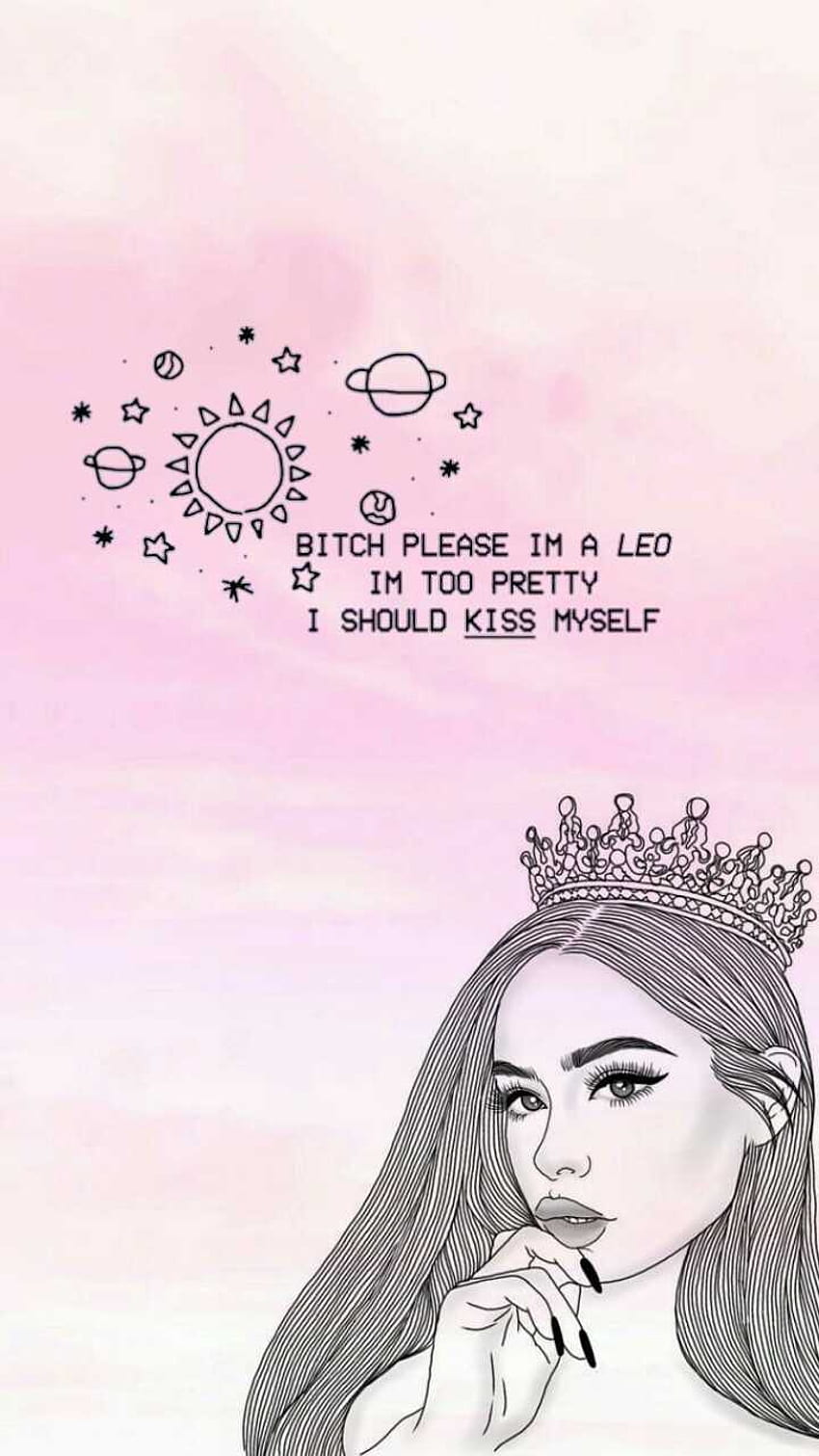 A girl with crown and stars in the background - Leo