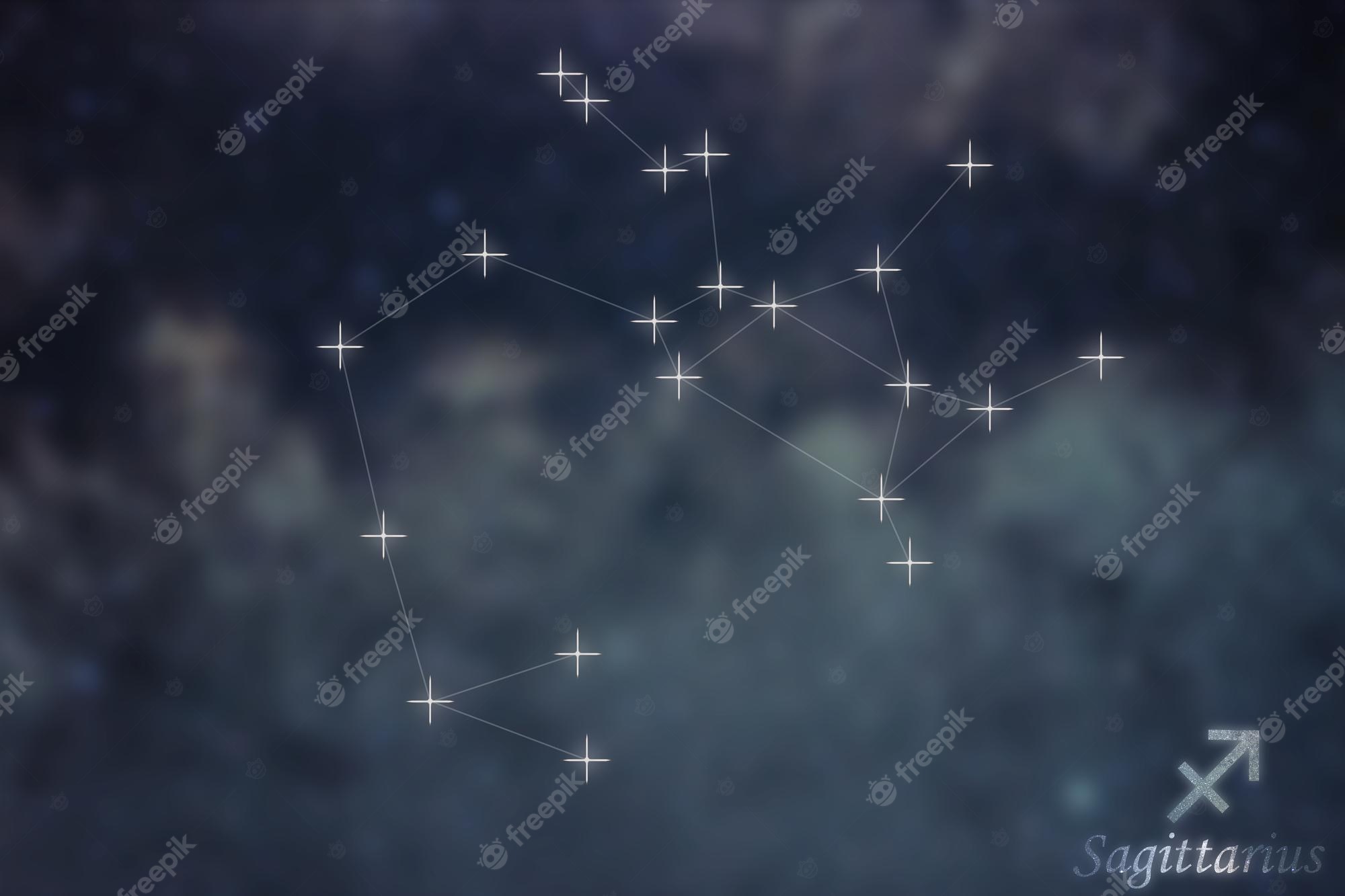 Premium Photo. Sagittarius constellation. zodiac sign sagittarius constellation lines galaxy background zodiac sign
