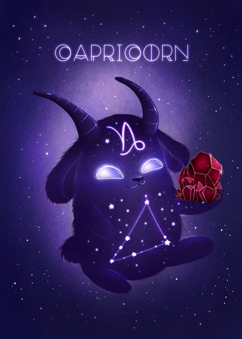 Glowing Purple Capricorn, Capricorn Constellation, HD phone wallpaper