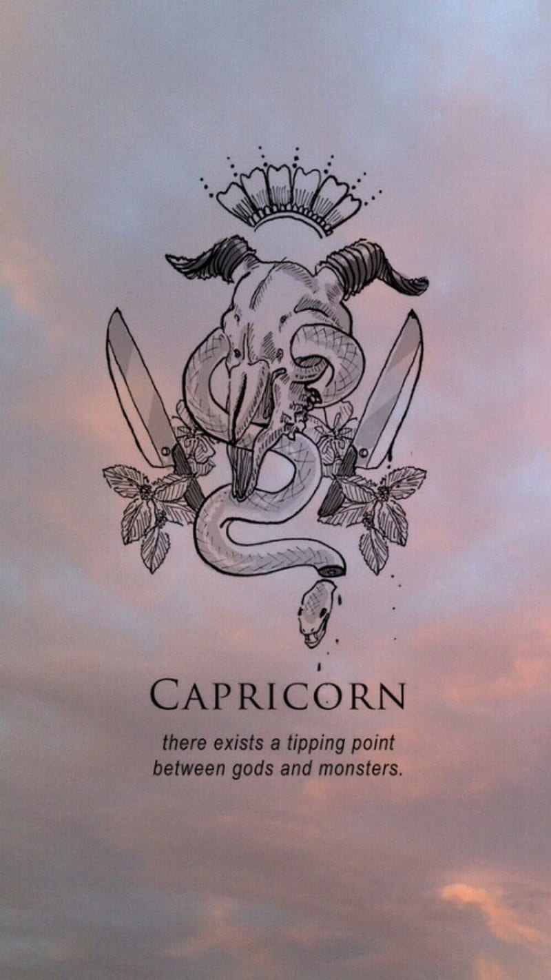 A goat with a snake on its back and the word Capricorn - Capricorn