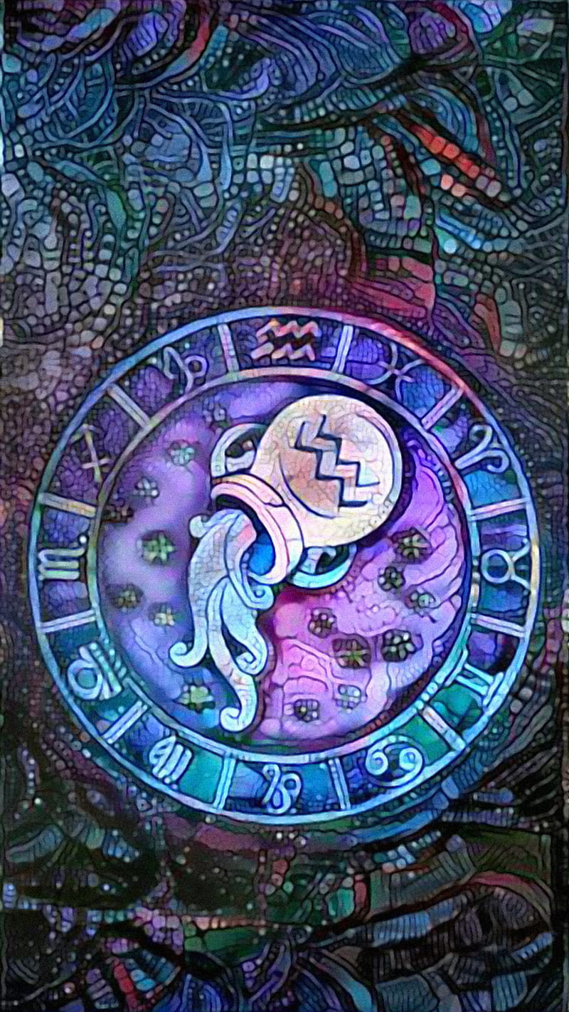 A tapestry featuring the painting zodiac sign octopus by person - Aquarius