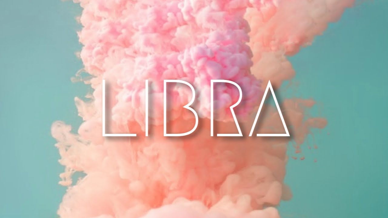 A blue background with pink smoke in the front and the word 