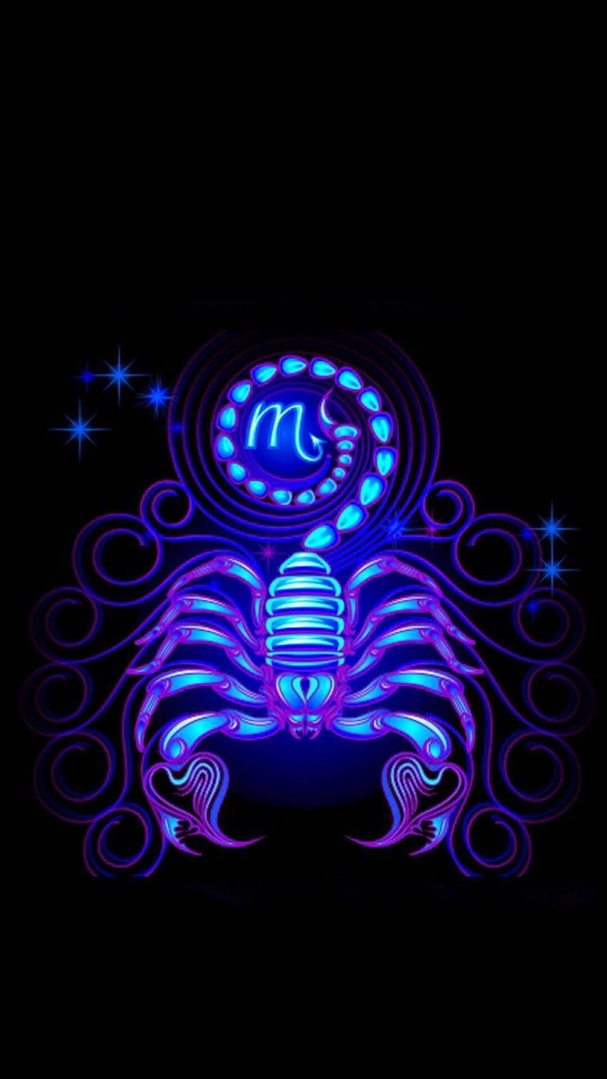 A neon scorpion on a black background - Scorpio