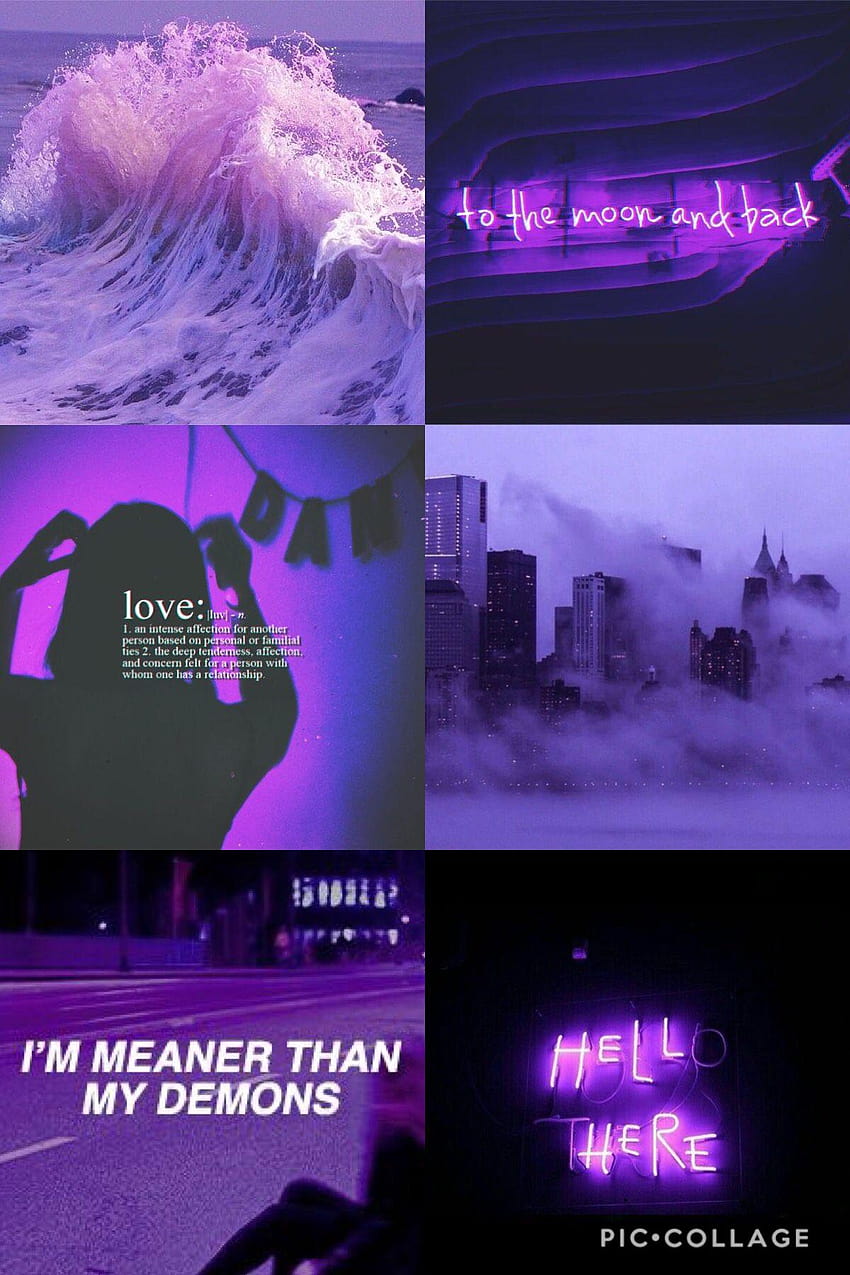 A collection of purple neon lights and city scenes - Pisces
