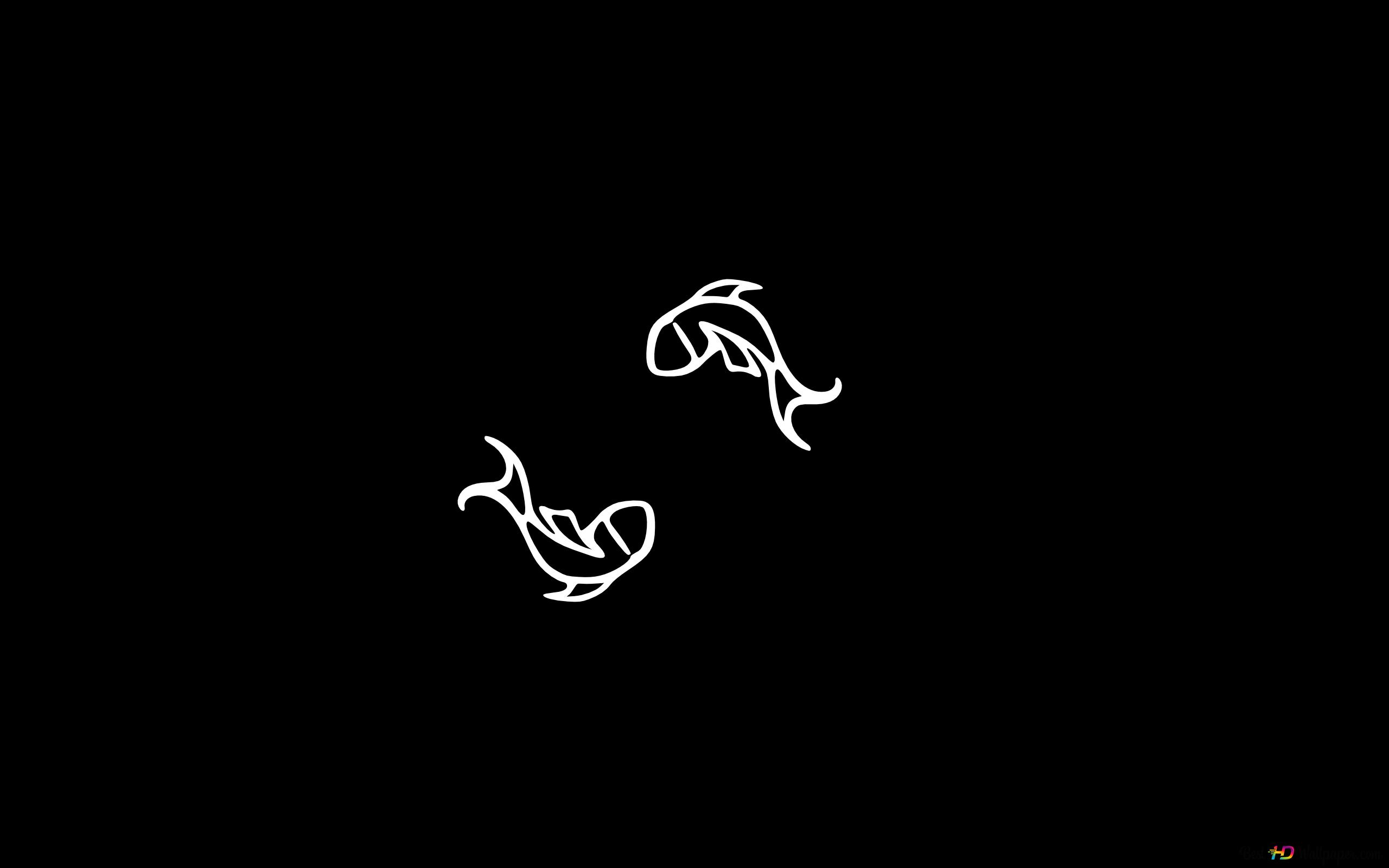 Minimalistic wallpaper with two fish swimming in the dark - Pisces