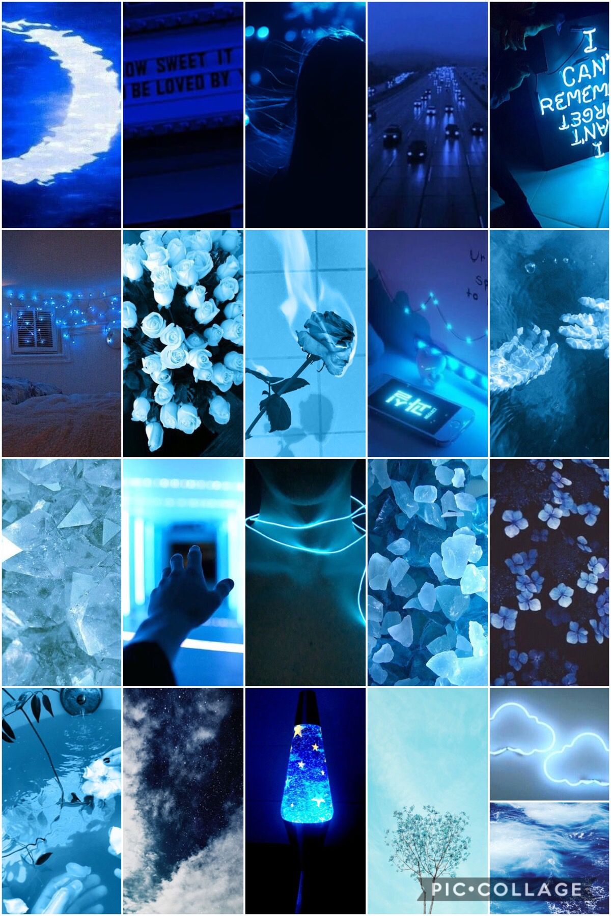 A collage of pictures with blue light - Pisces