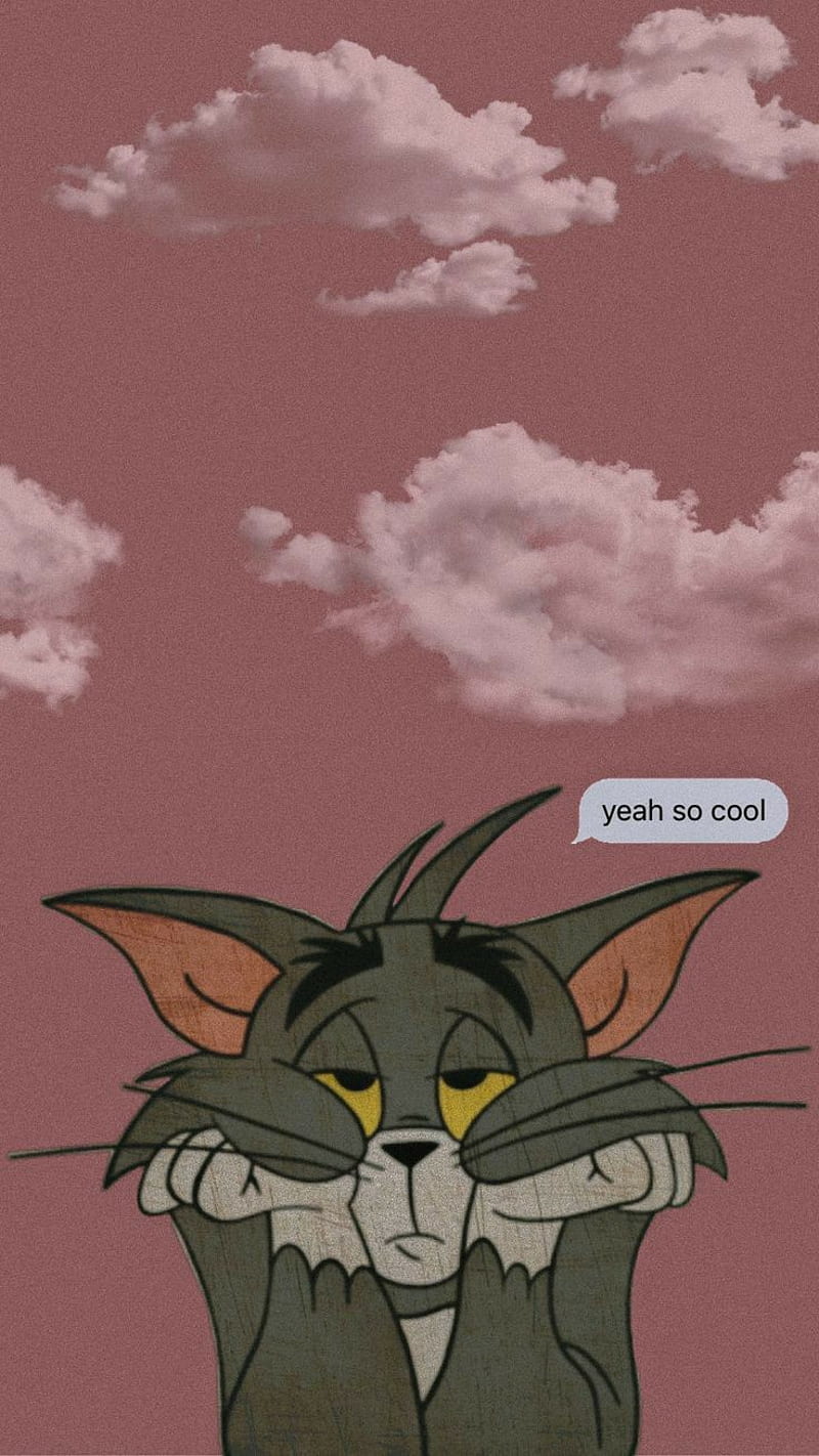 IPhone wallpaper of Tom the cat from Tom and Jerry with a pink sky background - Tom and Jerry