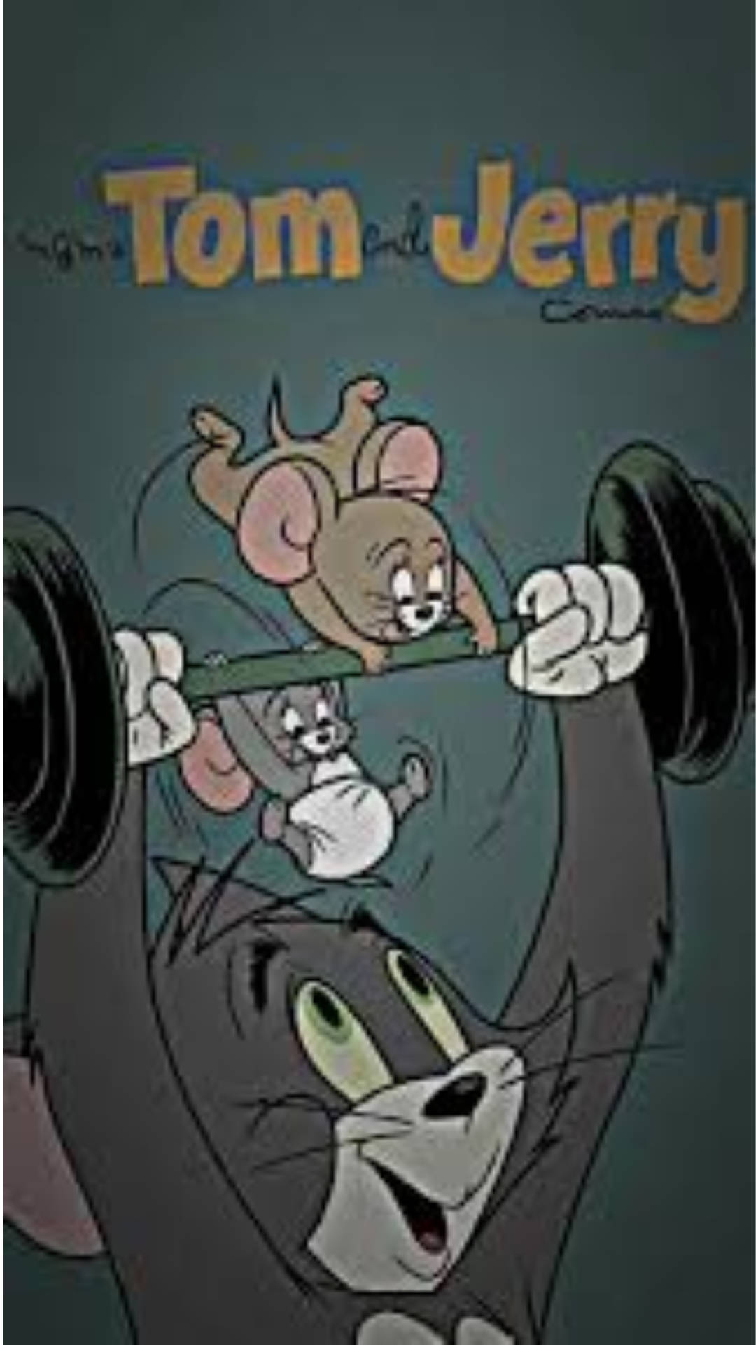 A cartoon image of Tom and Jerry lifting weights - Tom and Jerry