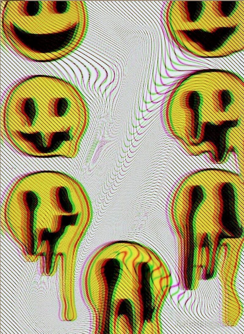 A poster with many different smiley faces - Smile, Smiley, glitch