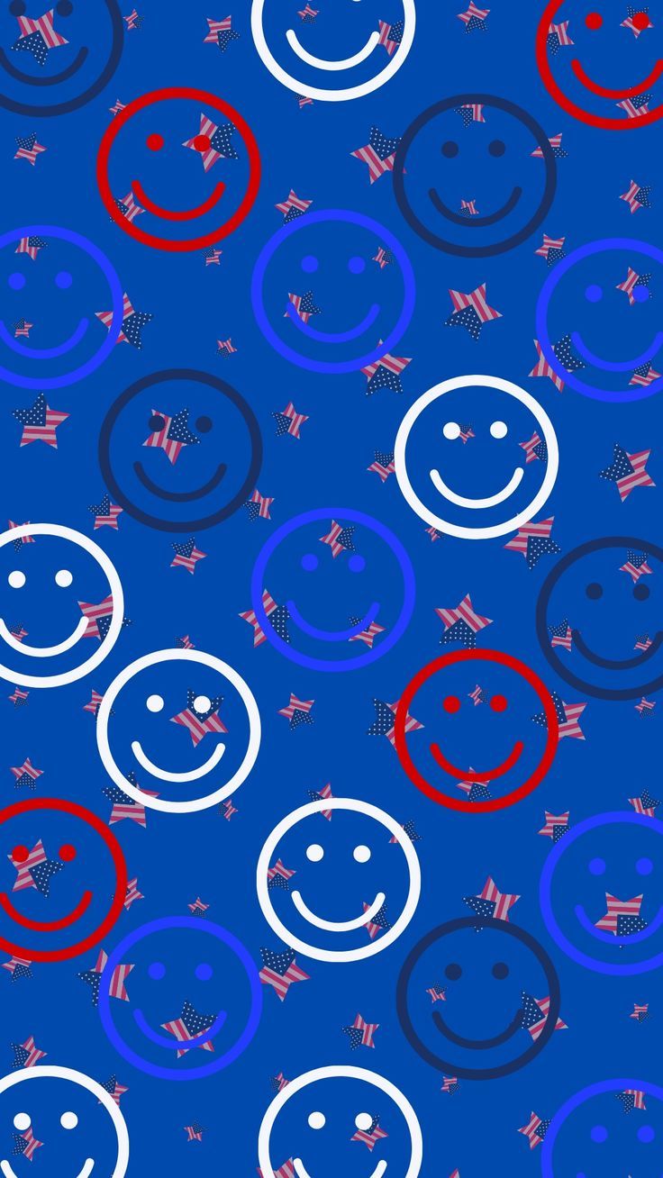 Star Fourth of July Trendy Aesthetic Smile Face Phone Wallpaper. Phone wallpaper, Wallpaper, Blue wallpaper