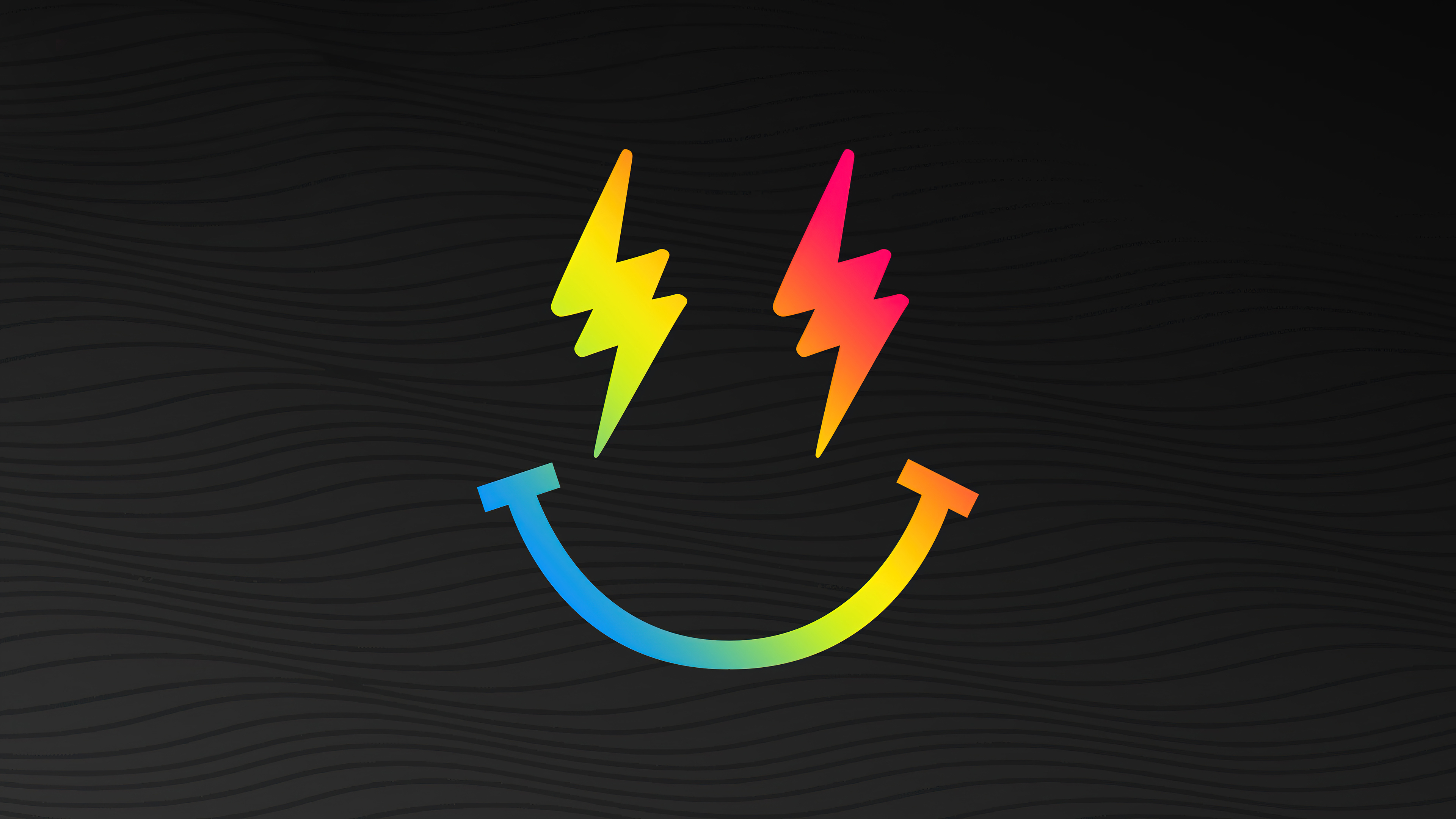 A rainbow colored smiley face with lightning bolts - Smile