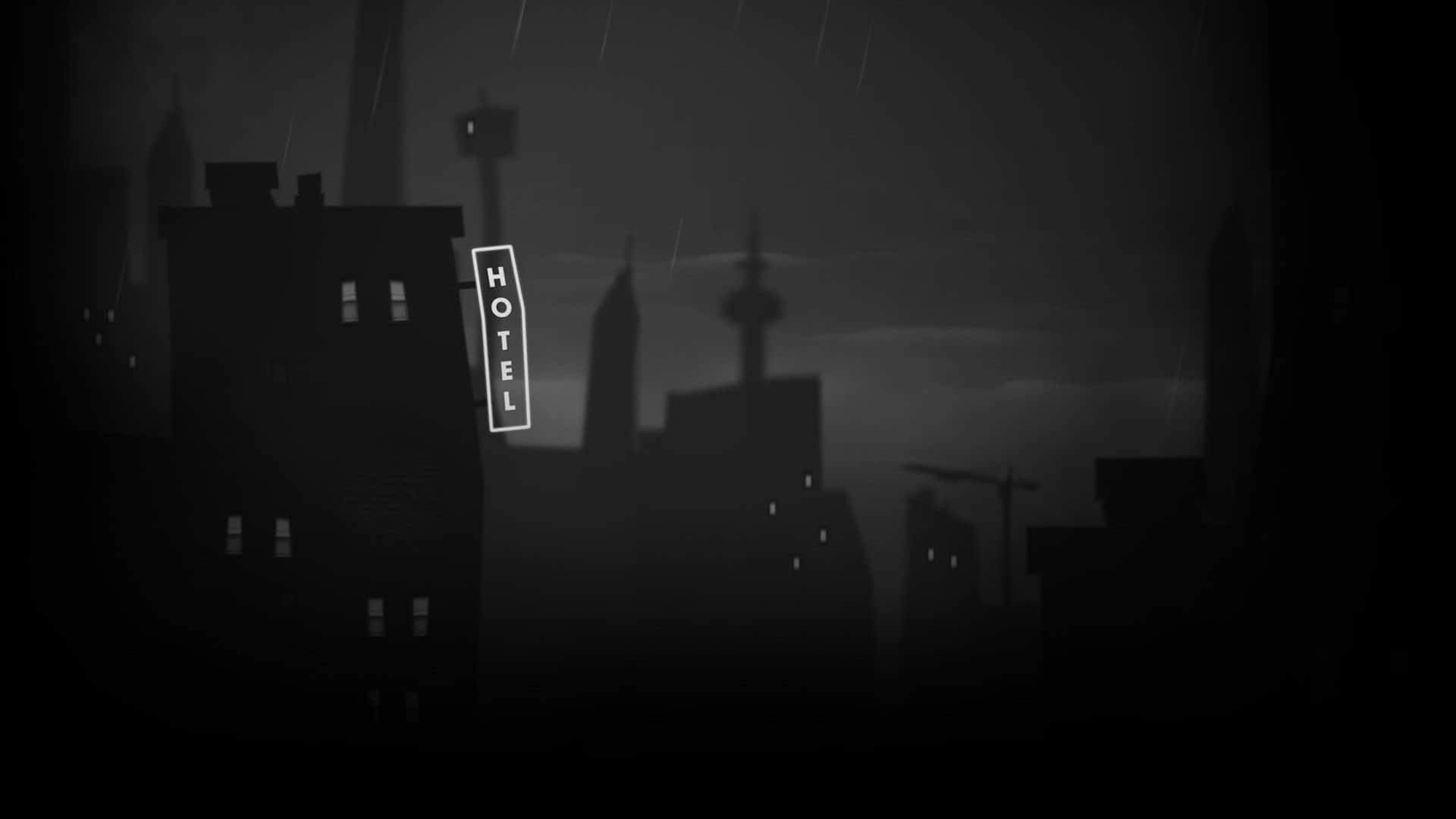 A dark city with buildings and streetlights - 1920x1080