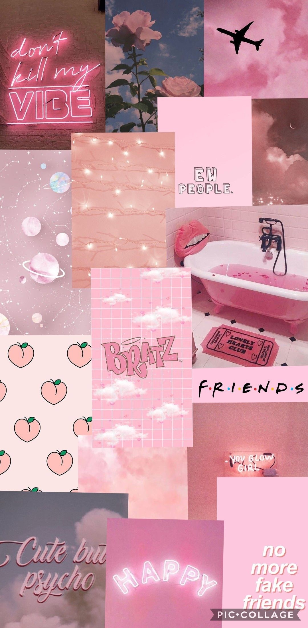 A collage of pink and white images - Cute pink, pink collage, pink