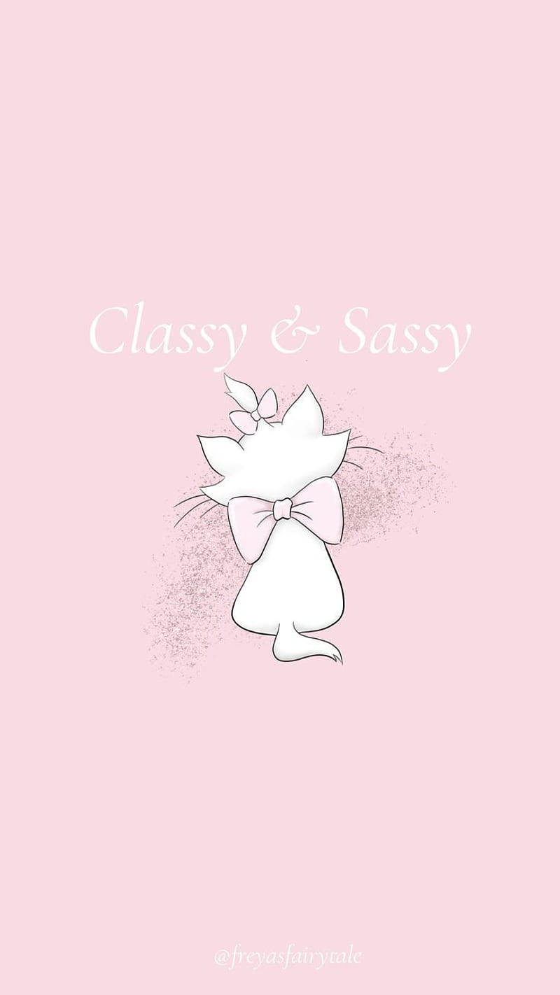A cute white cat with pink bow on the front of an image - Cute pink