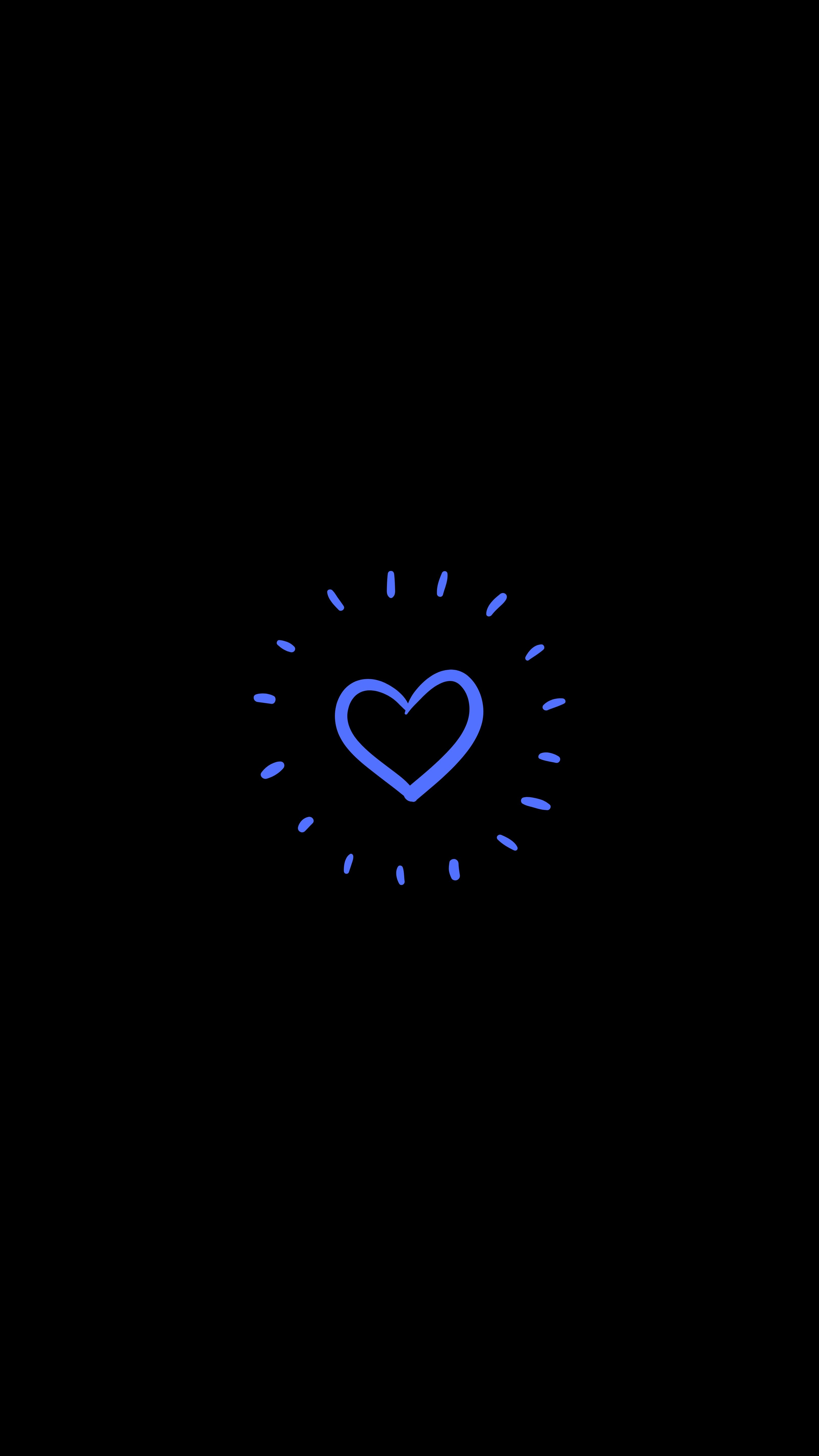 A blue heart outline on a black background - Black heart