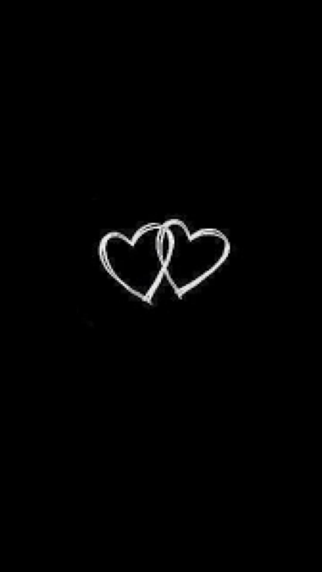 Two hearts intertwined on a black background - Black heart