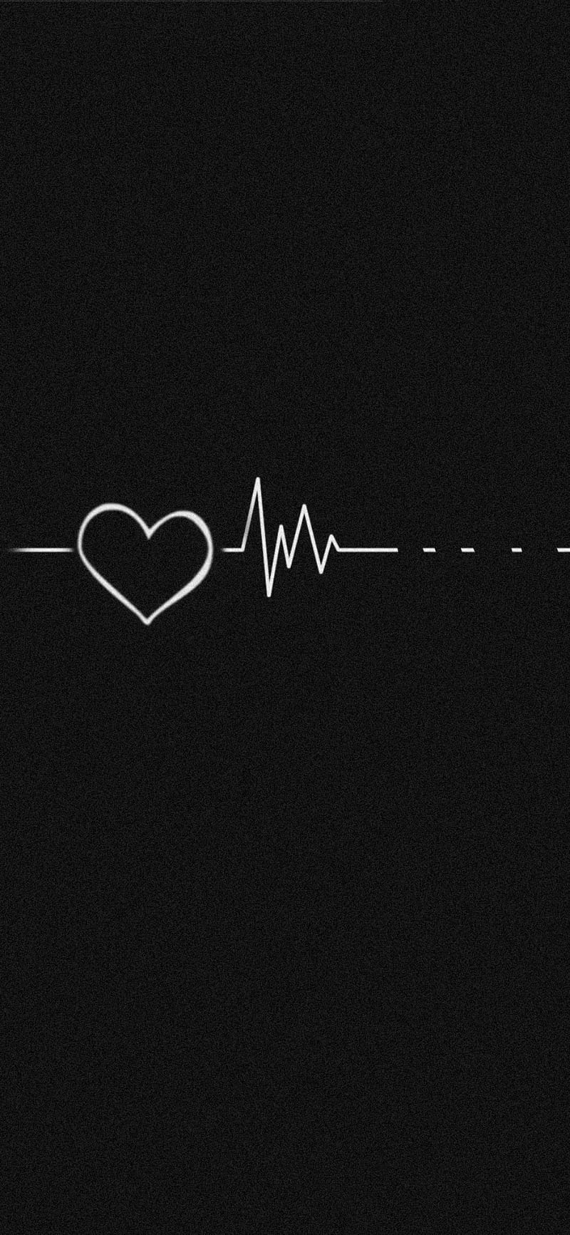 A heart and a heartbeat line on a black background - Black heart