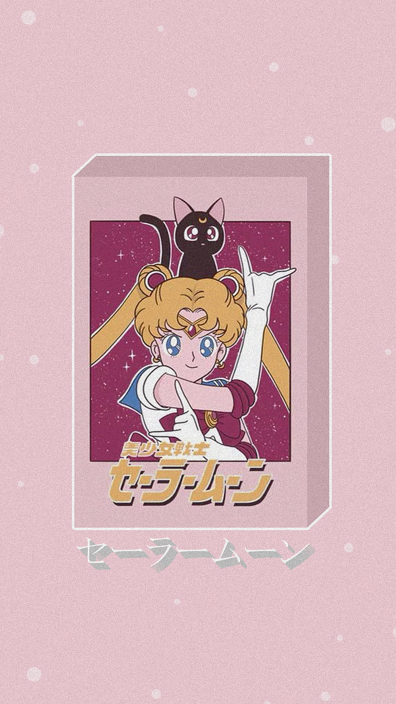 A pink background with an image of sailor moon - Sailor Moon