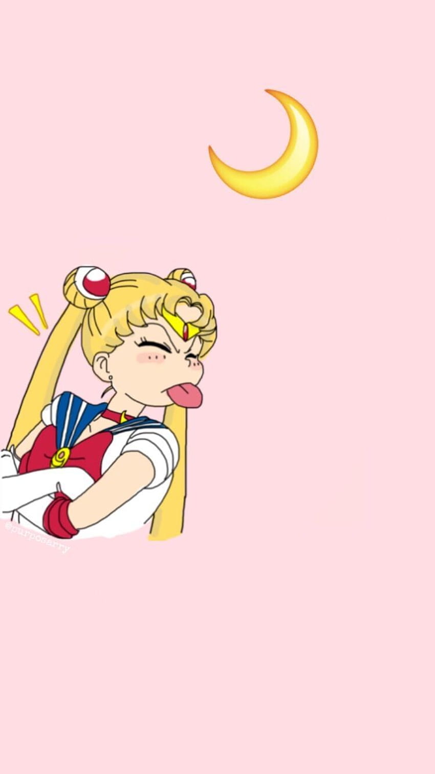 Sailor moon wallpaper, stick out tongue, pink background, phone wallpaper - Sailor Moon