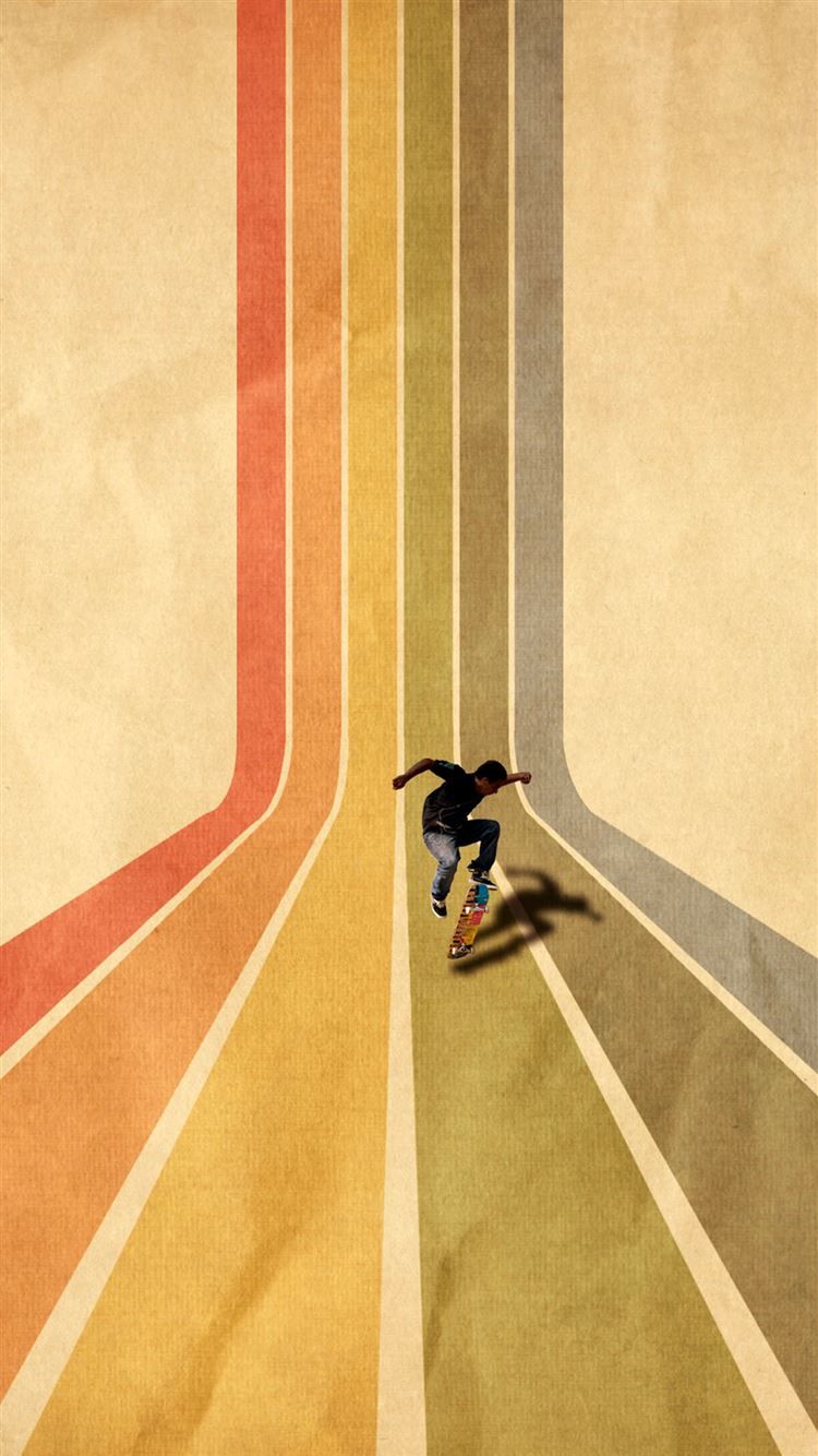 Vintage Skateboard On Colorful Stipe Runway iPhone 8 Wallpaper Free Download