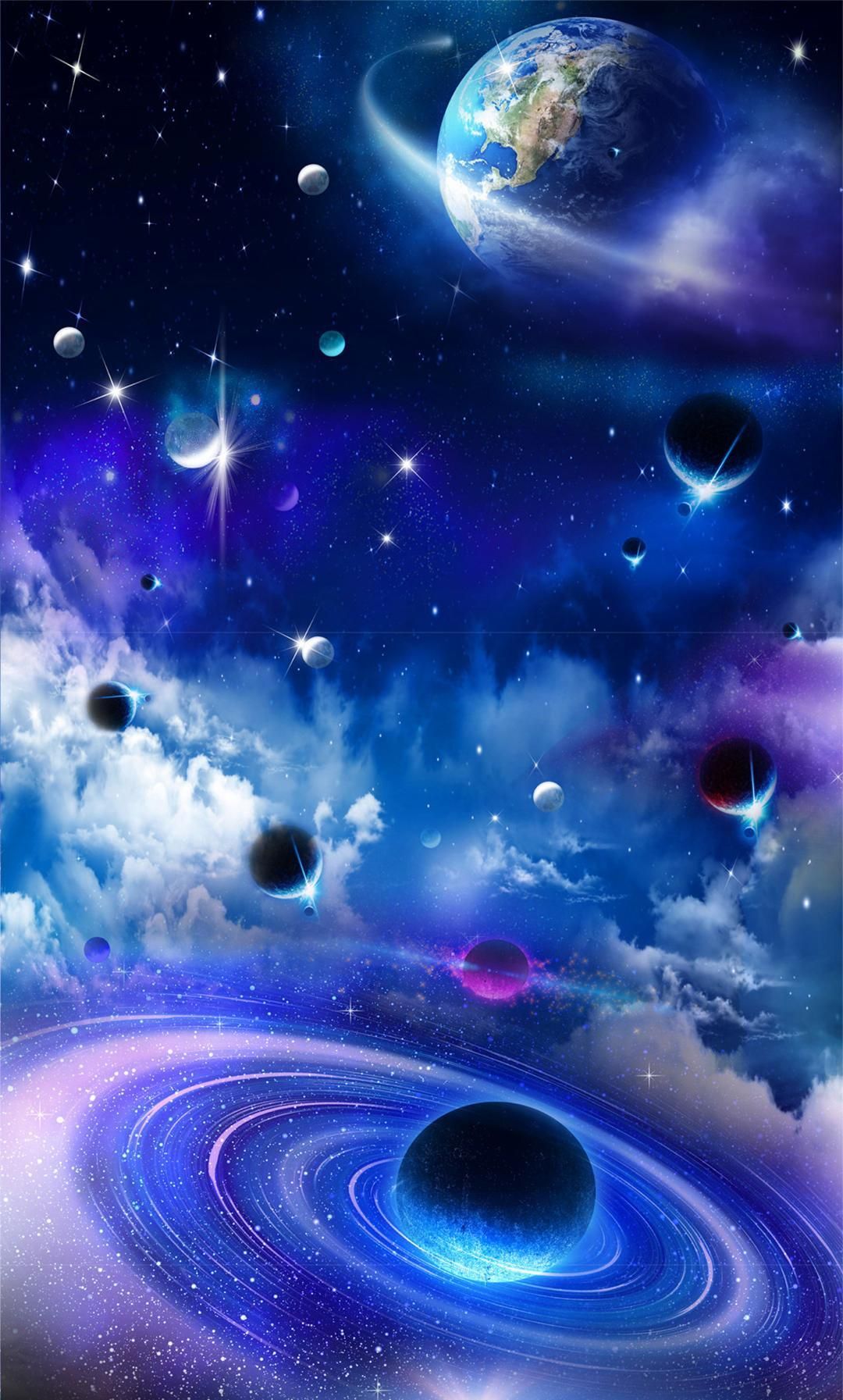 A space scene with stars, planets and galaxies - Planet