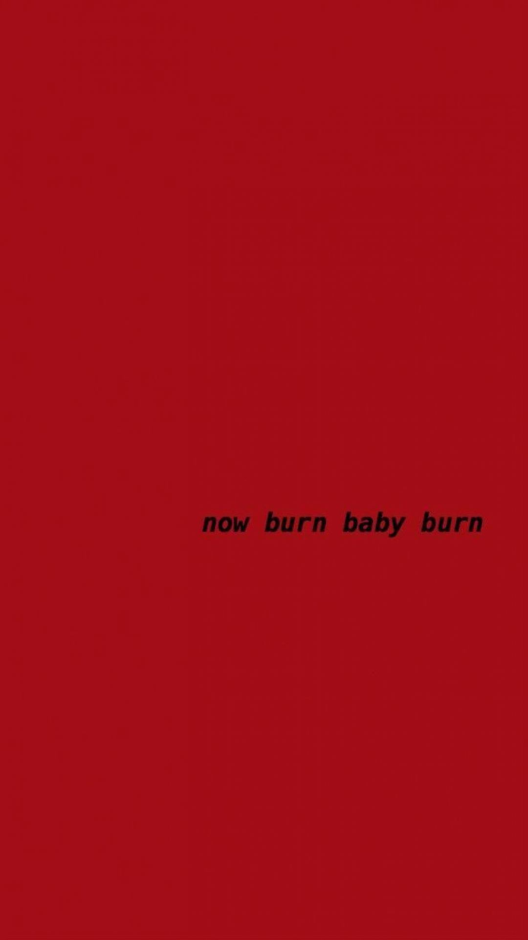 A red background with the words now burn baby - Profile picture