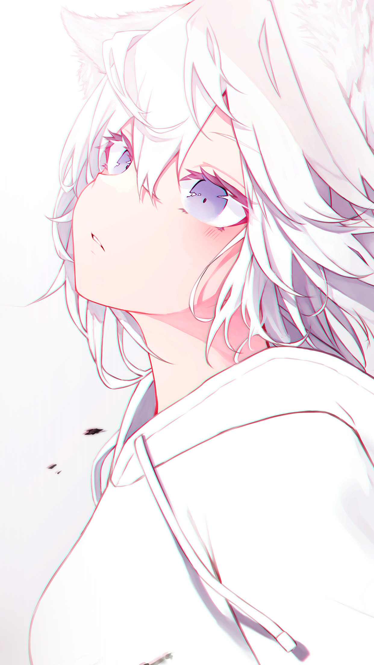 A picture of a anime boy with white hair and a white shirt - Anime girl