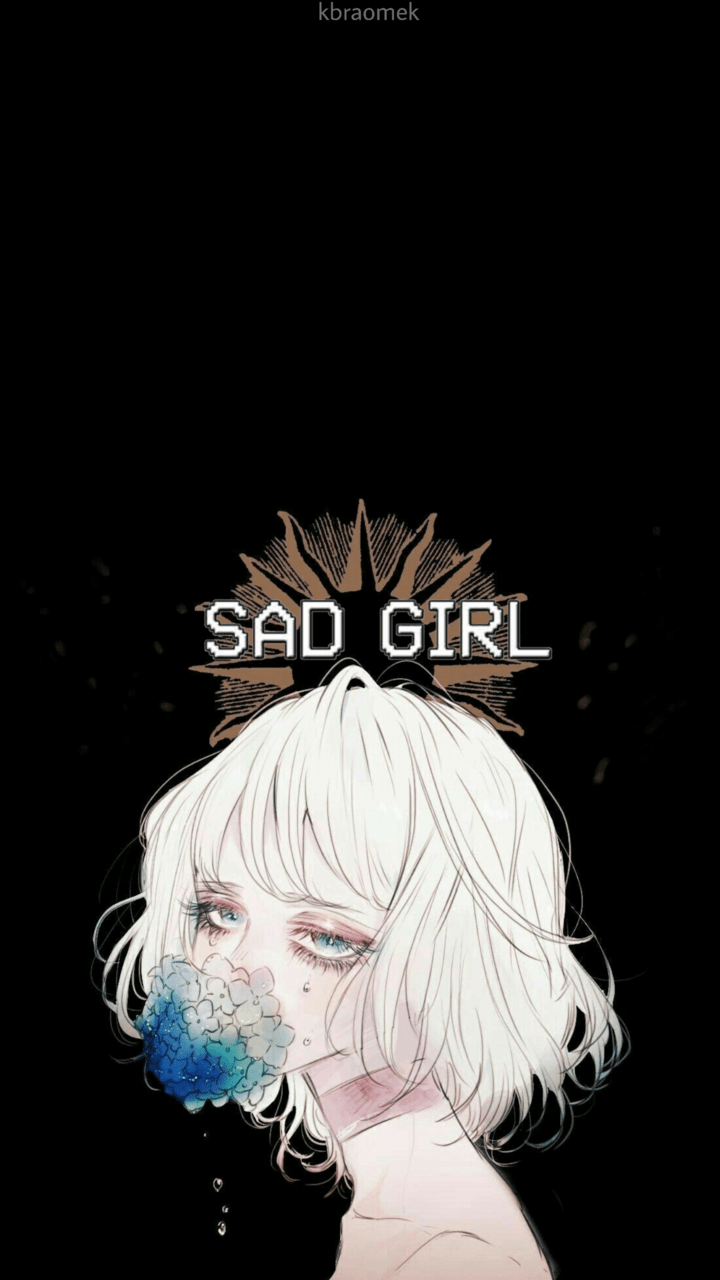 Sad girl wallpaper I made for my phone! - Anime girl